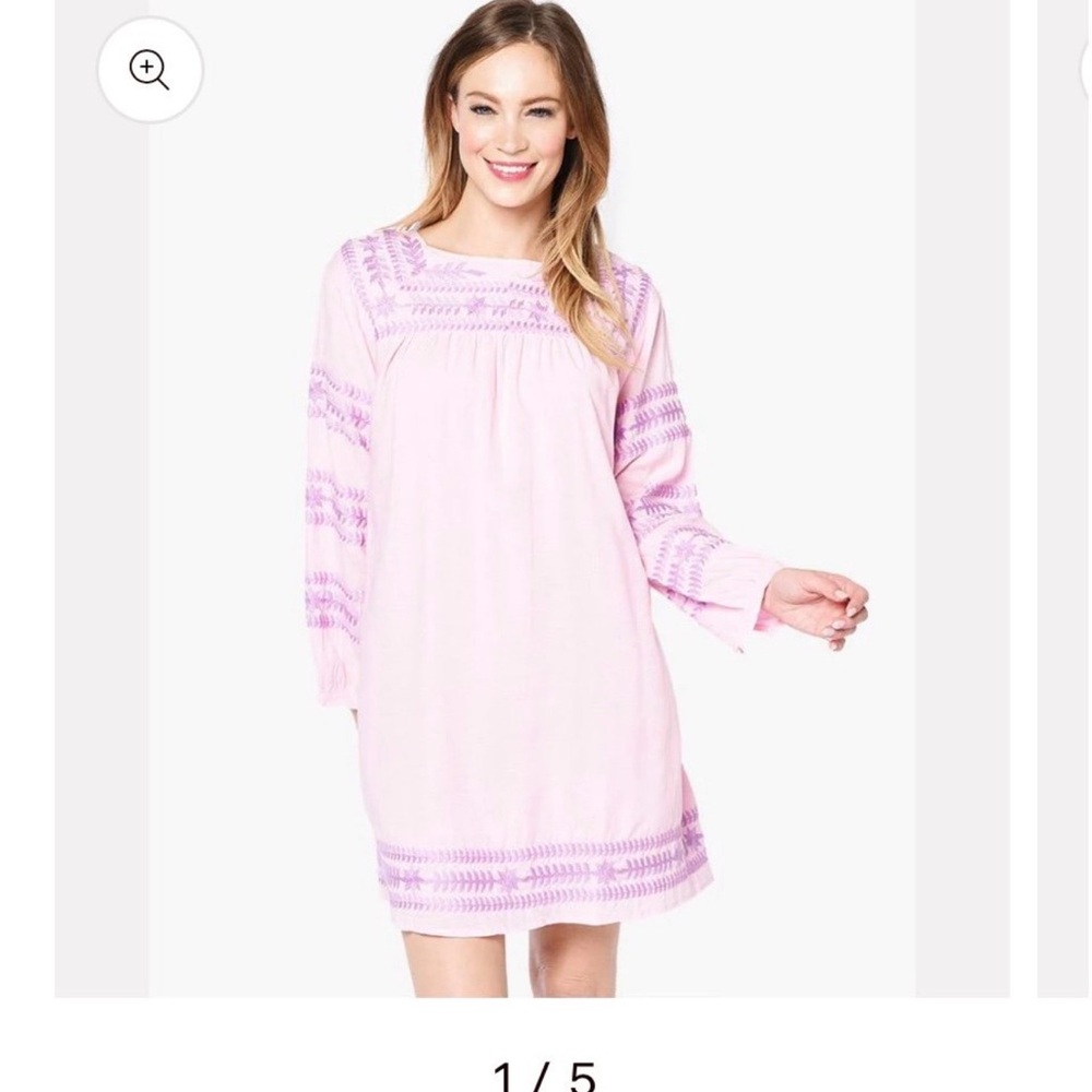 J.Marie pink embroidered dress with lavender. Size small.